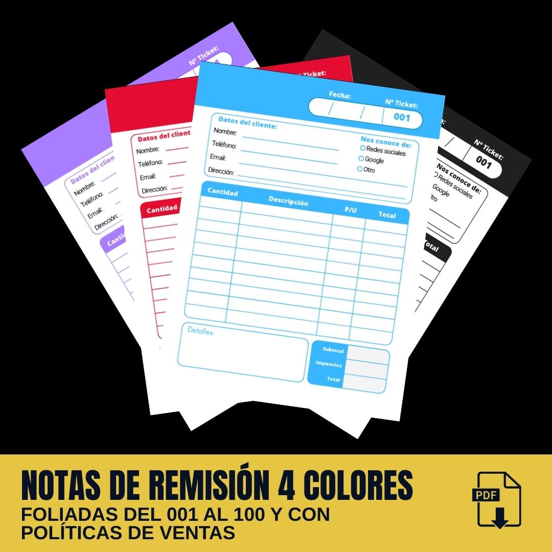 Notas de Remisión foliadas y Políticas de ventas